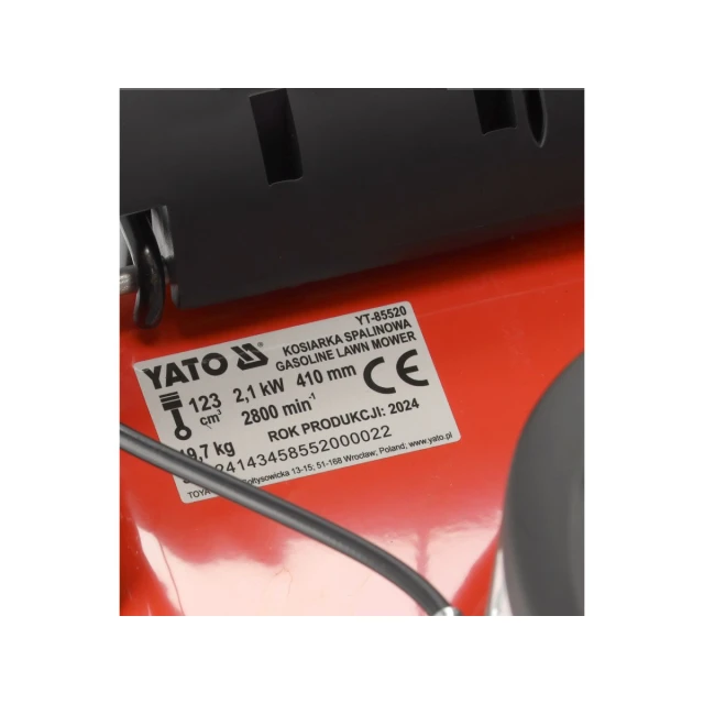 Газонокосарка бензинова Yato 41 см без самоходу 123 см³ (5906083108686)