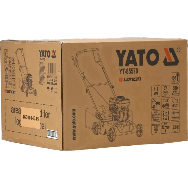 Вертикутер-аератор бензиновий Yato 2в1 38 см об'єм 196 см³ (5906083108761)