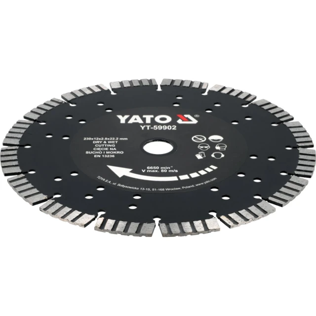Диск для залізобетону Yato 230 мм сегменти лазерне зварювання (5906083119385)