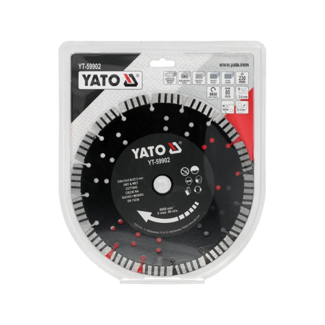 Диск для залізобетону Yato 230 мм сегменти лазерне зварювання (5906083119385)