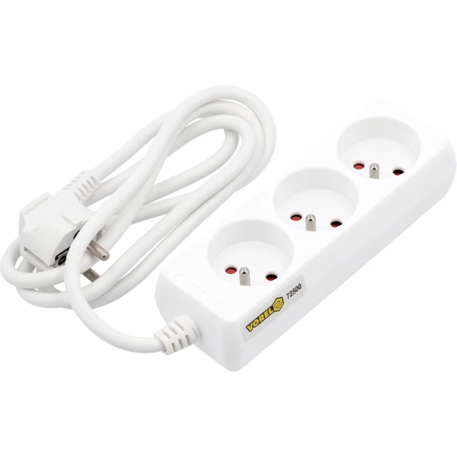 Удлинитель Vorel 3 гнезда с заземлением 1,5 м White (5906083725005)