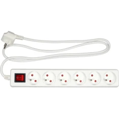 Подовжувач Vorel 6 розеток з заземленням з вимикачем 1,5 м White (5906083725272)