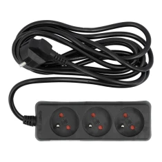 Подовжувач Vorel 3 розетки з заземленням 3 м Black (5906083726163)