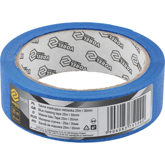 Стрічка малярна Vorel 25 м x 30 мм Blue (5906083751202)