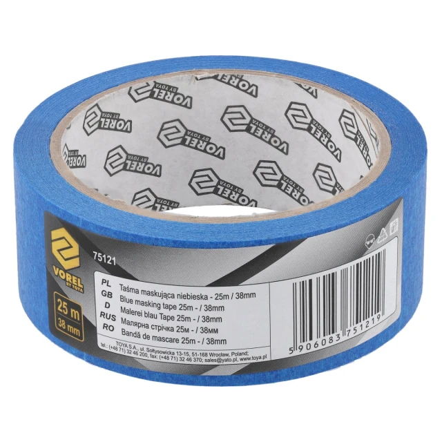 Стрічка малярна Vorel 25 м x 38 мм Blue (5906083751219)