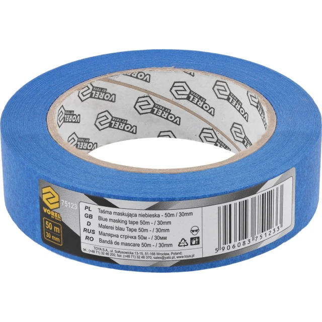 Стрічка малярна Vorel 50 м x 30 мм Blue (5906083751233)