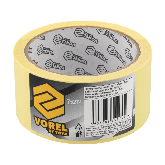 Стрічка паперова самоклеюча Vorel 48 мм x 25 м (5906083752742)
