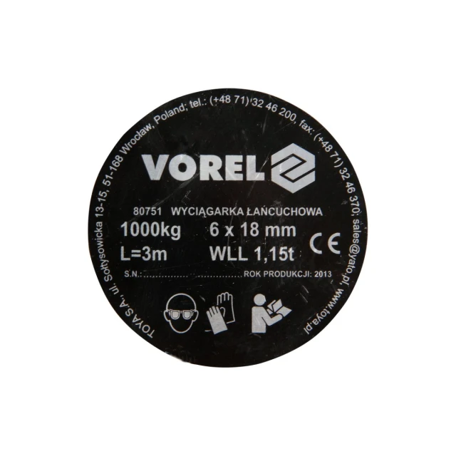 Таль цепная Vorel 1000 кг (5906083807510)