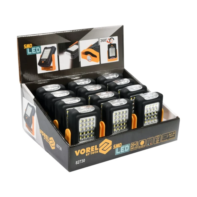 Ліхтар ручний обертовий Vorel 20+3 LED (5906083827303)