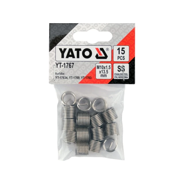 Вкладиші спіральні для ремонту різьби Yato M10x1,5 15 шт (5906083917677)