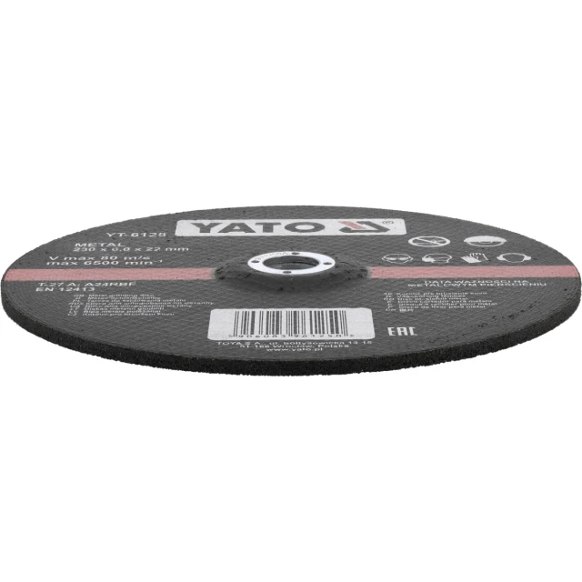 Диск для шліфування металу Yato 230x6,0x22 мм (5906083961250)