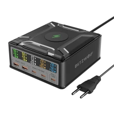 Зарядний пристрій мережевий BlitzWolf BW-S28 260W Qi 15W Black (5906168439865)