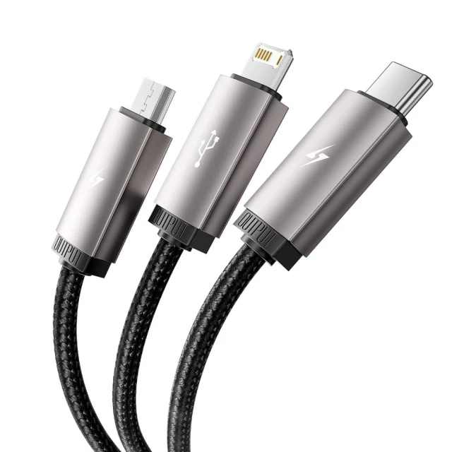 Кабель Tech-Protect UltraBoost 3-in-1 USB-A to Lightning | USB-C | micro-USB 1m Grey (5906203691272)