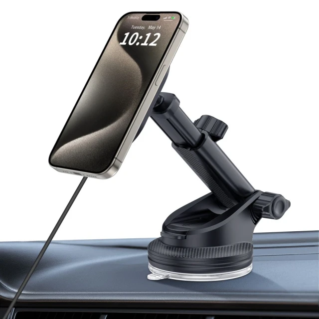 Автотримач із функцією бездротової зарядки Tech-Protect MM15W-V6 Magnetic Dashboard & Vent Car Mount Wireless Charger 15W Black with MagSafe (59063023