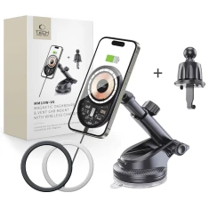 Автотримач із функцією бездротової зарядки Tech-Protect MM15W-V6 Magnetic Dashboard & Vent Car Mount Wireless Charger 15W Black with MagSafe (59063023