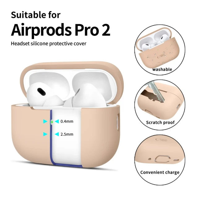 Чохол для навушників Tech-Protect Silicone для AirPods Pro 2 | 1 Caffe Latte (5906302313648)