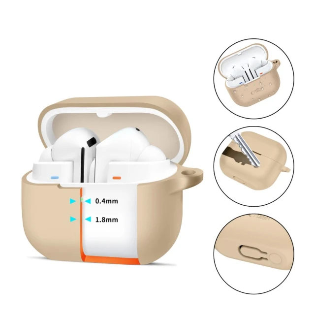 Чохол для навушників Tech-Protect Silicone Hook для Samsung Galaxy Buds 3 | 3 Pro Caffe Latte (5906302313730)