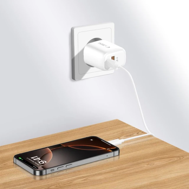 Сетевое зарядное устройство для Tech-Protect NCA30 QC/PD 30W USB-C | USB-A with USB-C to Lightning Cable White (5906302318735)