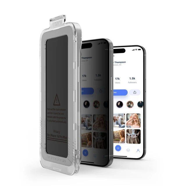 Захисне скло Tech-Protect Quick Set Spy+ для iPhone 16e | 14 | 13 Pro | 13 Privacy (2 pack) (5906302318759)