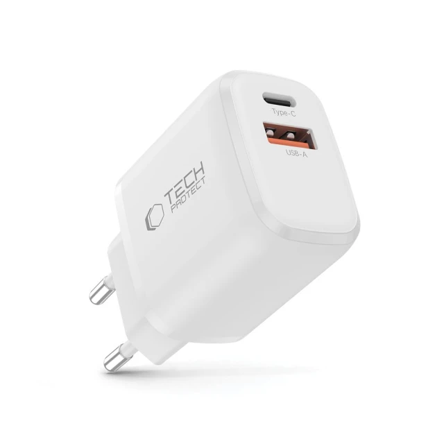 Мережевий зарядний пристрій Tech-Protect NCA30 QC/PD 30W USB-C | USB-A White (5906302318766)