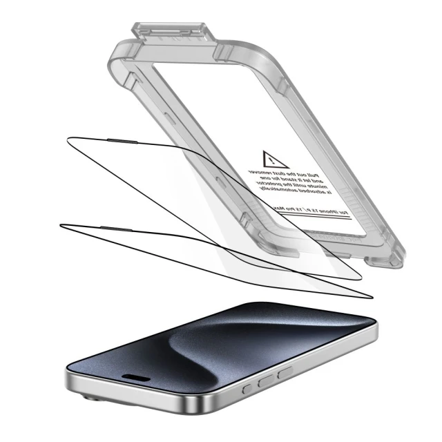 Защитное стекло Tech-Protect Quick Set+ для iPhone 15 Pro Black (2 pack) (5906302318810)