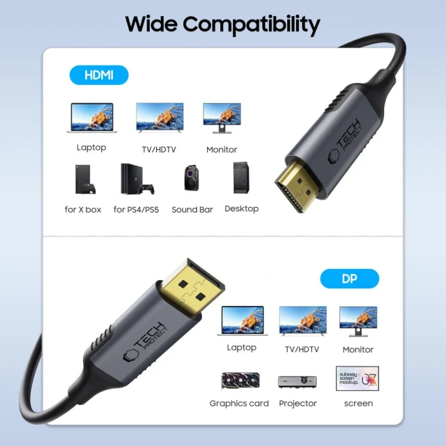 Кабель Tech-Protect UltraBoost DisplayPort to HDMI 2.0 4K 60Hz 2 m Black (5906302321797)