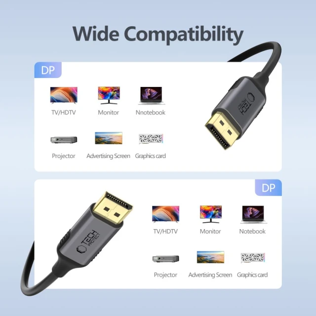 Кабель Tech-Protect UltraBoost DisplayPort to DisplayPort 1.4 4K 60Hz 2 m Black (5906302321803)