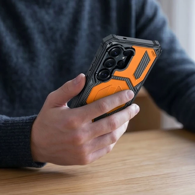 Чохол Tech-Protect MagBlast для Samsung Galaxy S26 Ultra Black/Orange with MagSafe (5906302323746)