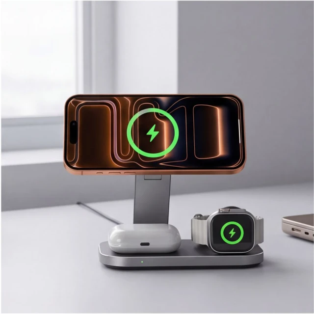 Бездротова зарядка Tech-Protect A52 3in1 Magnetic 25W Qi2.2 Black with MagSafe (5906302323807)