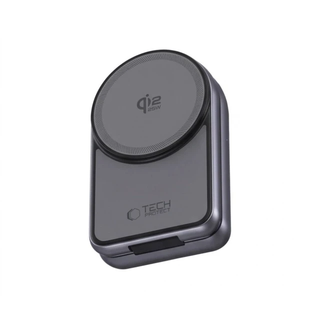 Бездротова зарядка Tech-Protect A53 3in1 Magnetic 25W Qi2.2 Dark Grey with MagSafe (5906302323890)