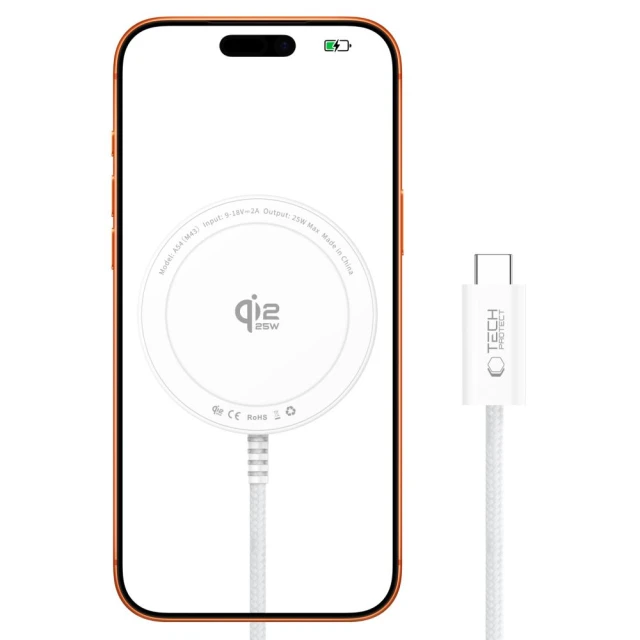 Бездротове зарядний пристрій Tech-Protect A54 Magnetic MagSafe 25W Qi2.2 White (5906302323906)