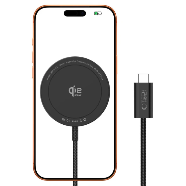 Бездротове зарядний пристрій Tech-Protect A54 Magnetic MagSafe 25W Qi2.2 Black (5906302323913)