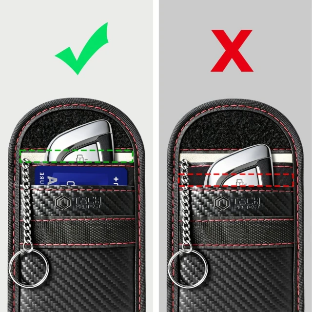 Чохол Tech-Protect KLR100 Pouch Keyless RFID Signal Blocker Case Carbon Black/Red (5906302323937)