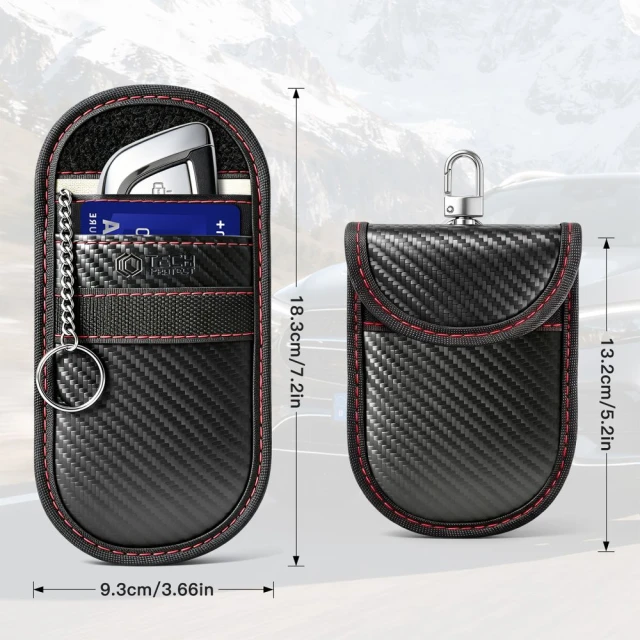 Чохол Tech-Protect KLR100 Pouch Keyless RFID Signal Blocker Case Carbon Black/Red (5906302323937)