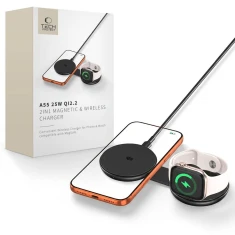 Бездротова зарядка Tech-Protect A55 2in1 Magnetic MagSafe Wireless Charger 25W Qi2.2 Black (5906302324385)