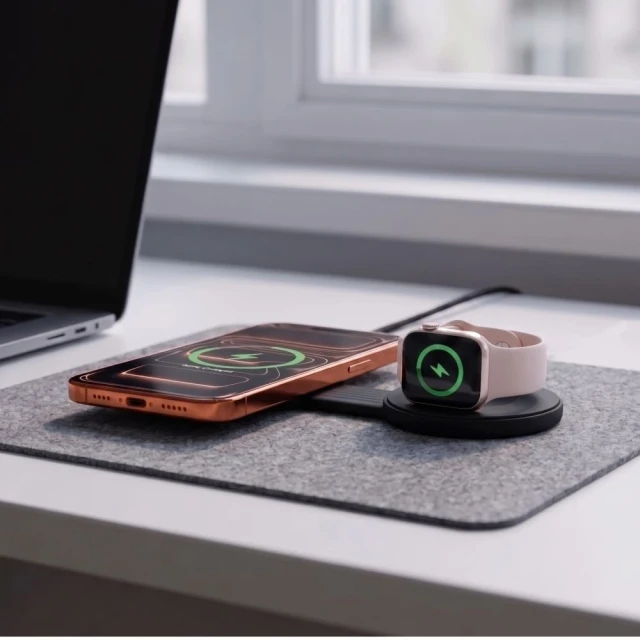 Бездротова зарядка Tech-Protect A55 2in1 Magnetic MagSafe Wireless Charger 25W Qi2.2 Black (5906302324385)
