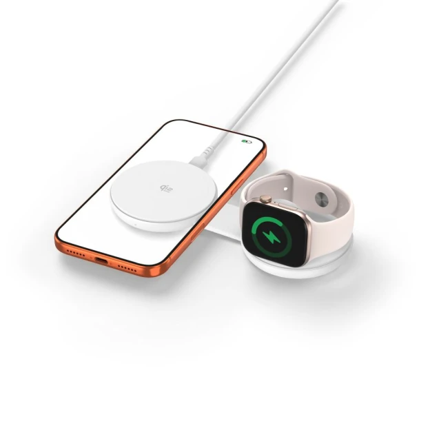 Бездротова зарядка Tech-Protect A55 2in1 Magnetic MagSafe Wireless Charger 25W Qi2.2 White (5906302324392)