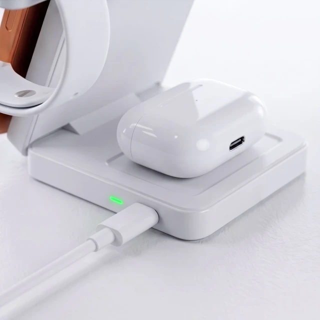 Бездротова зарядка Tech-Protect A56 3in1 Magnetic MagSafe Wireless Charger 25W Qi2.2 White (5906302324408)