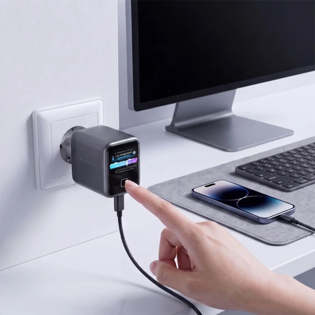 Мережевий зарядний пристрій Tech-Protect PowerVision NC45W-GAN 1-Port PD 45W Dark Grey (5906302324446)