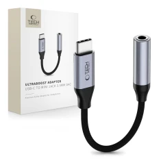 Адаптер Tech-Protect UltraBoost USB-C to Mini Jack 3.5mm DAC Grey (5906302324620)