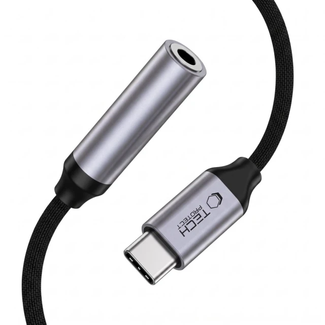 Адаптер Tech-Protect UltraBoost USB-C to Mini Jack 3.5mm DAC Grey (5906302324620)