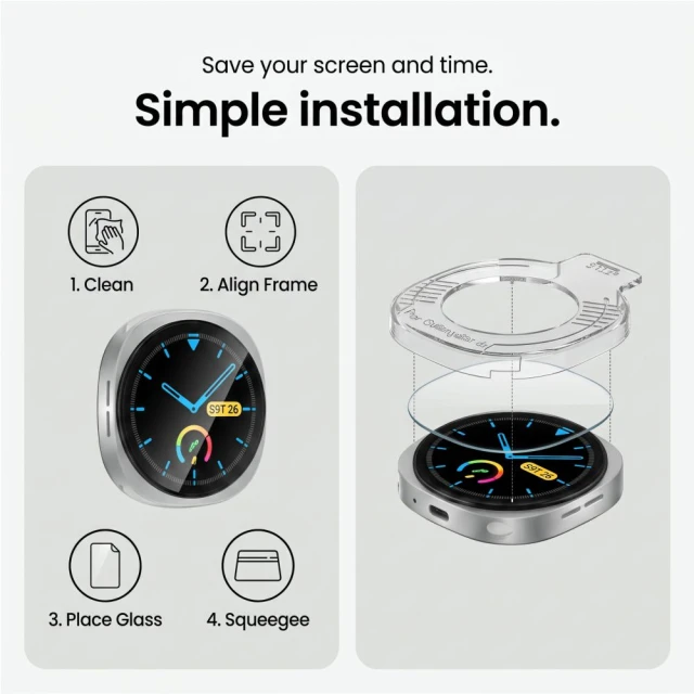 Захисне скло Tech-Protect Easy Set+ для Samsung Galaxy Watch 8 | Galaxy Watch 9 (44 mm) Clear (2 pack) (5906302324712)