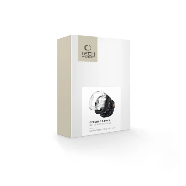Чохол Tech-Protect Defense (2 pack) для Samsung Galaxy Watch Ultra 2 47mm Matte Black & Clear (5906302324736)