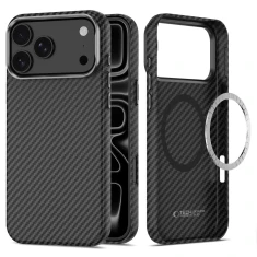Чохол Tech-Protect Ion Carbon для iPhone 18 Pro Max | 17 Pro Max Black Silver with MagSafe (5906302325313)
