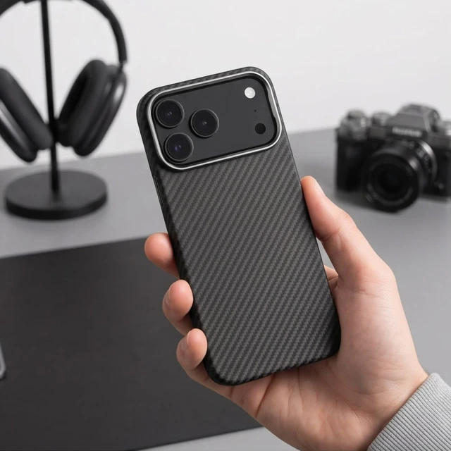 Чохол Tech-Protect Ion Carbon для iPhone 18 Pro Max | 17 Pro Max Black Silver with MagSafe (5906302325313)