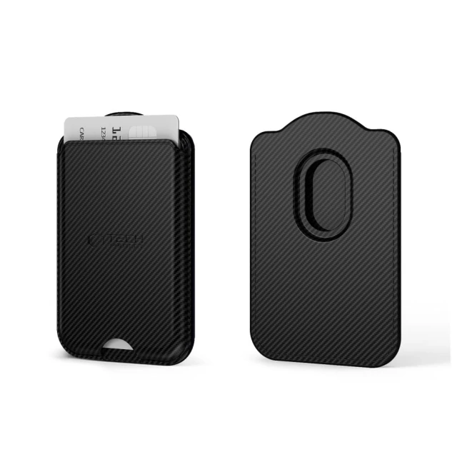 Чохол Tech-Protect CH02 MagWallet Universal Magnetic Card Holder Carbon with MagSafe (5906302326396)