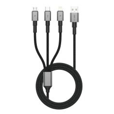 Кабель Tech-Protect UltraBoost 3-in-1 USB-A to Lightning | UCB-C | Micro-USB 15W 1.2 m Iron Grey (5906302330294)