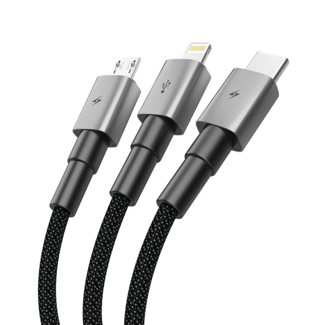 Кабель Tech-Protect UltraBoost 3-in-1 USB-A to Lightning | UCB-C | Micro-USB 15W 1.2 m Iron Grey (5906302330294)