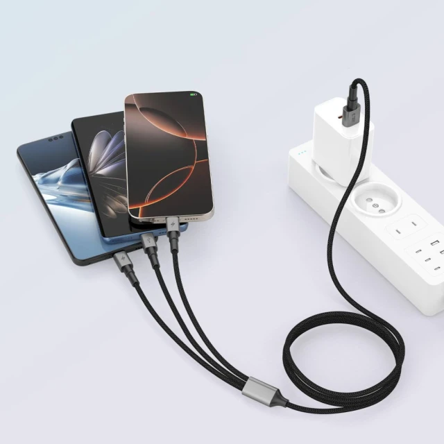 Кабель Tech-Protect UltraBoost 3-in-1 USB-A to Lightning | UCB-C | Micro-USB 15W 1.2 m Iron Grey (5906302330294)
