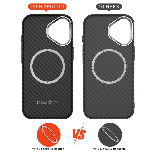 Чехол Tech-Protect Ion Carbon для iPhone 17 Black Silver with MagSafe (5906302330331)